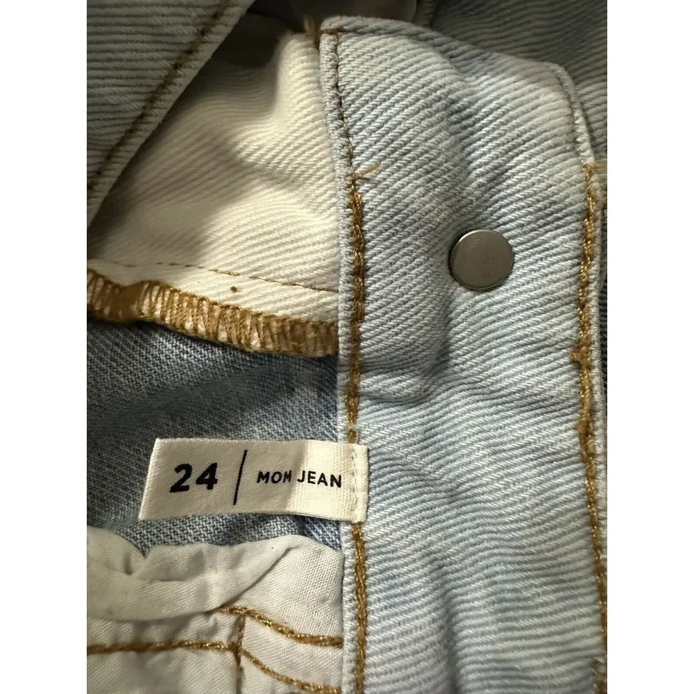 PACSUN Eco Hopper Patch Mom Jeans  Size 24 Light Wash High Rise Straight Leg NWT - Picture 9 of 12